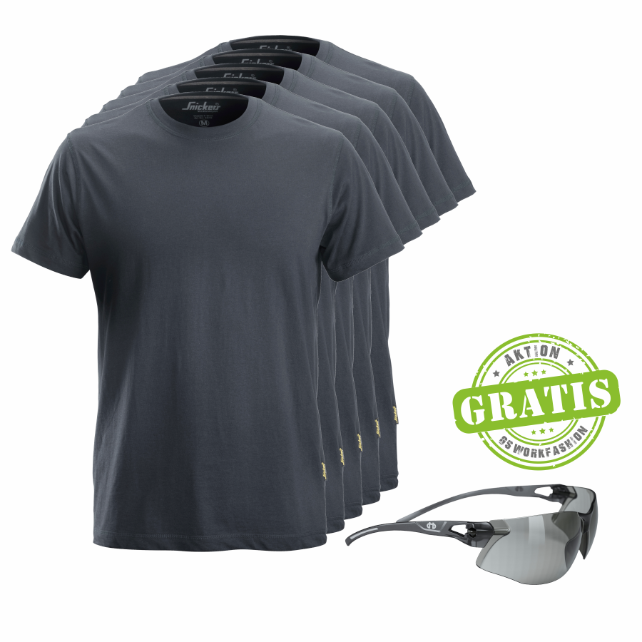 2502 Snickers T-Shirt 5er Pack+gratis Schutzbrille