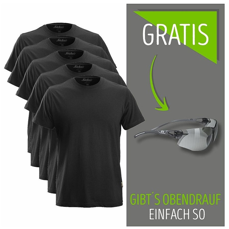 2502 Snickers T-Shirt 5er Pack+gratis Schutzbrille