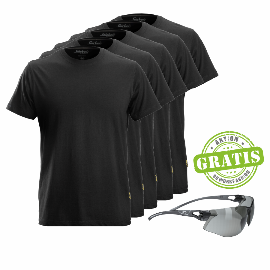 2502 Snickers T-Shirt 5er Pack+gratis Schutzbrille