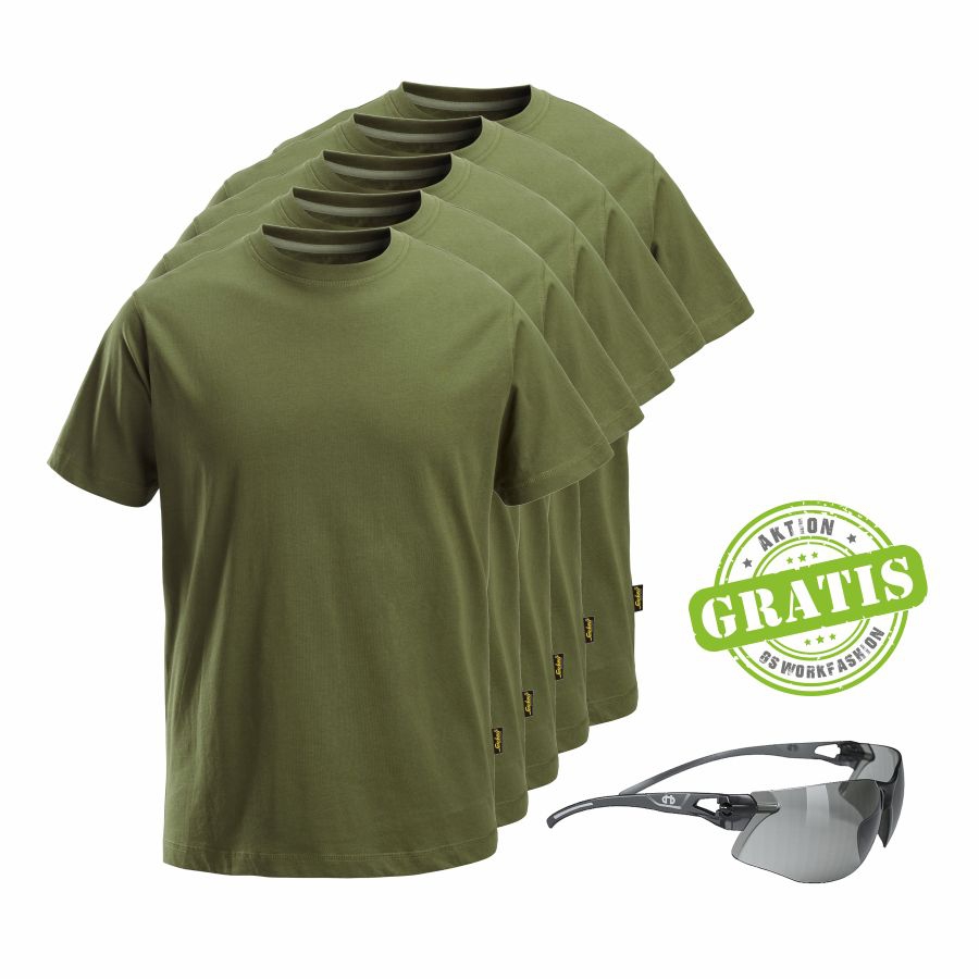 2502 Snickers T-Shirt 5er Pack+gratis Schutzbrille