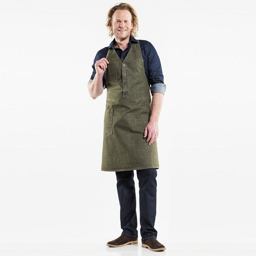 638 Chaud Devant® Latzschürze Bistro Green Denim