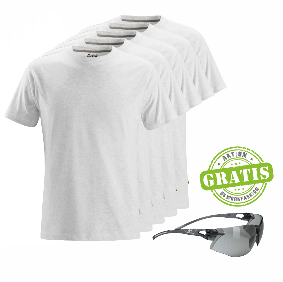 2502 Snickers T-Shirt 5er Pack+gratis Schutzbrille